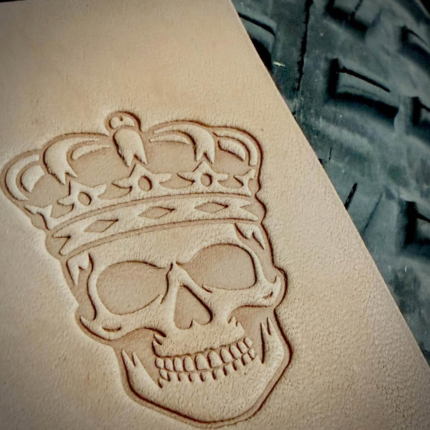 Skull with Crown Delrin Leather Stamp