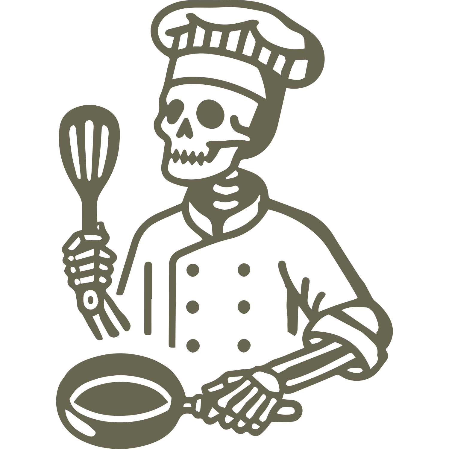 Skeleton Chef Delrin Leather Stamp