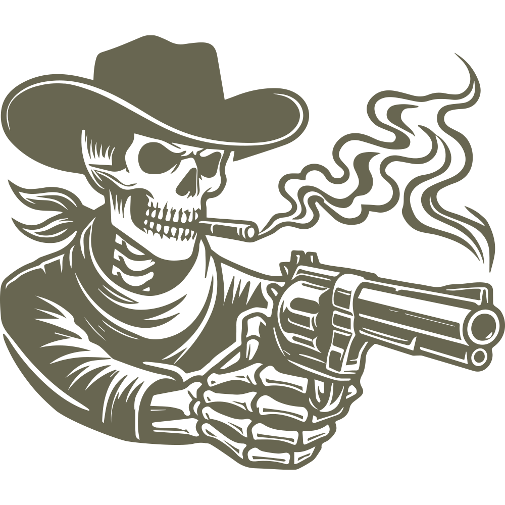 Cowboy Skeleton with Smoking Gun Delrin Leather Stamp