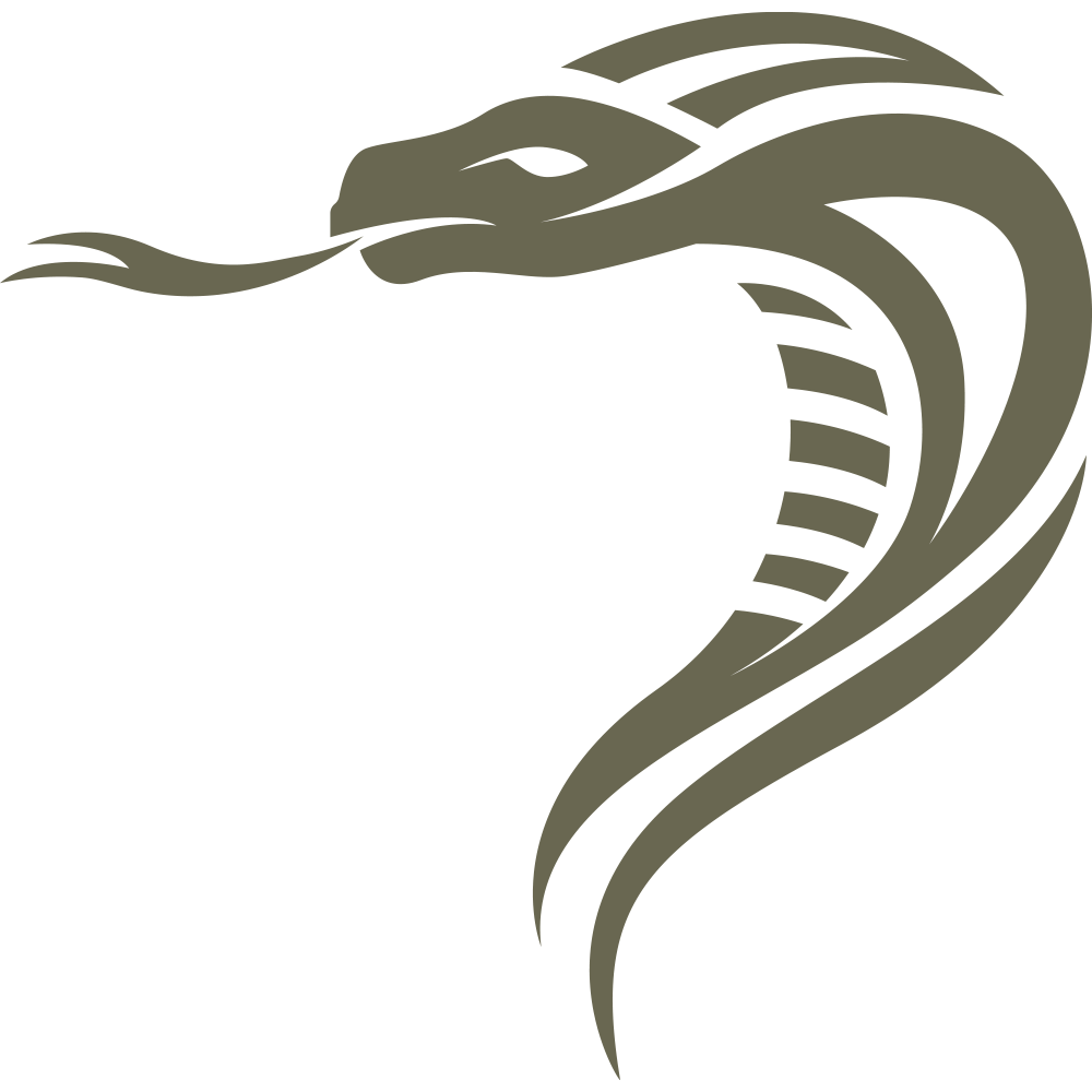 Stylized snake head illustration designed for a Delrin leather stamp.