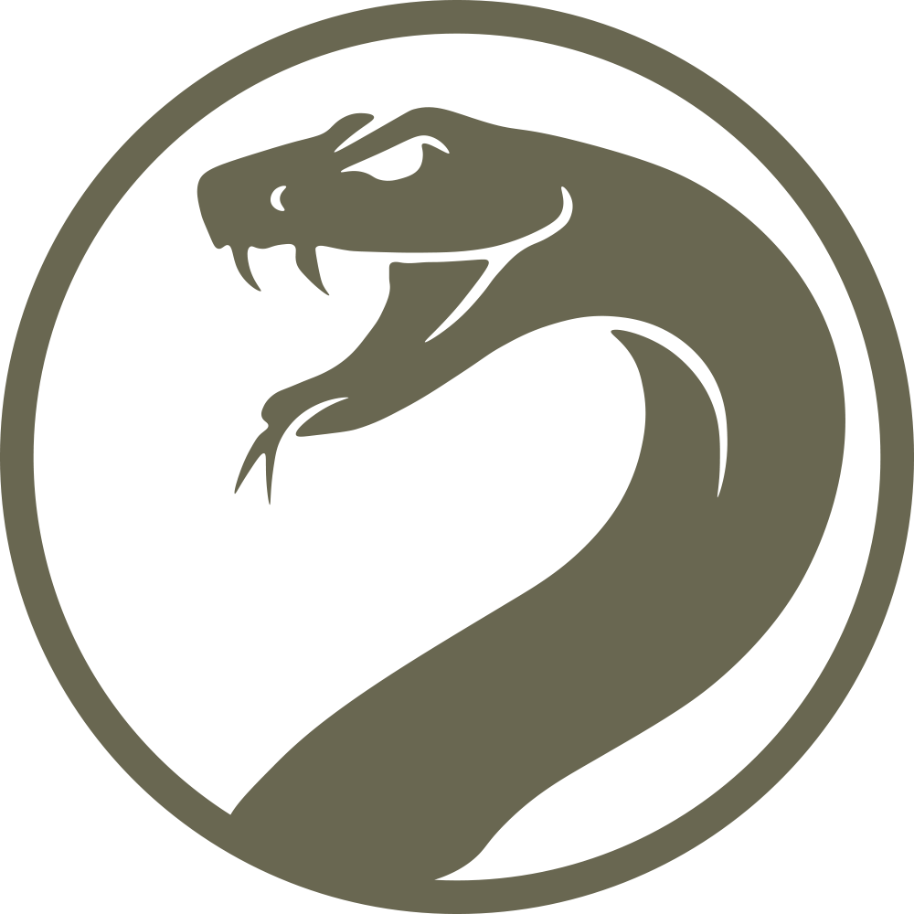 Circular snake emblem illustration designed for a Delrin leather stamp.