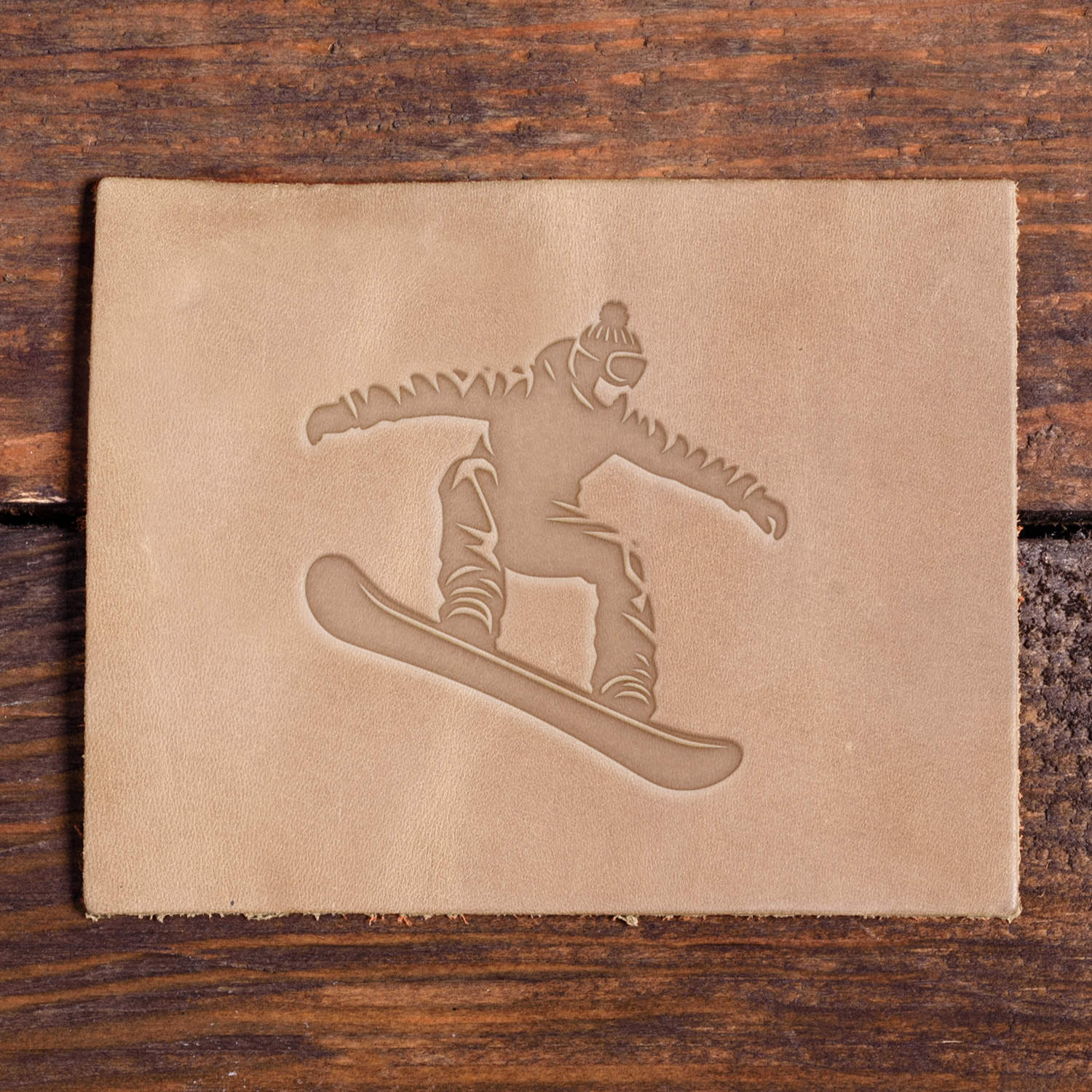 Snowboarder Delrin Leather Stamp