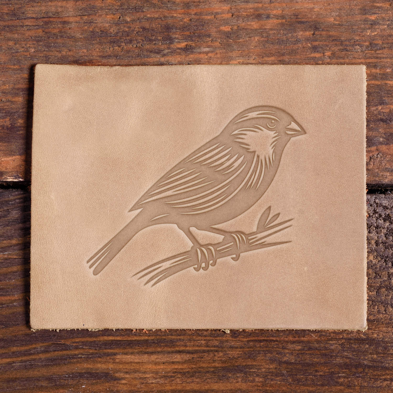 Sparrow on Branch Delrin Leather Stamp