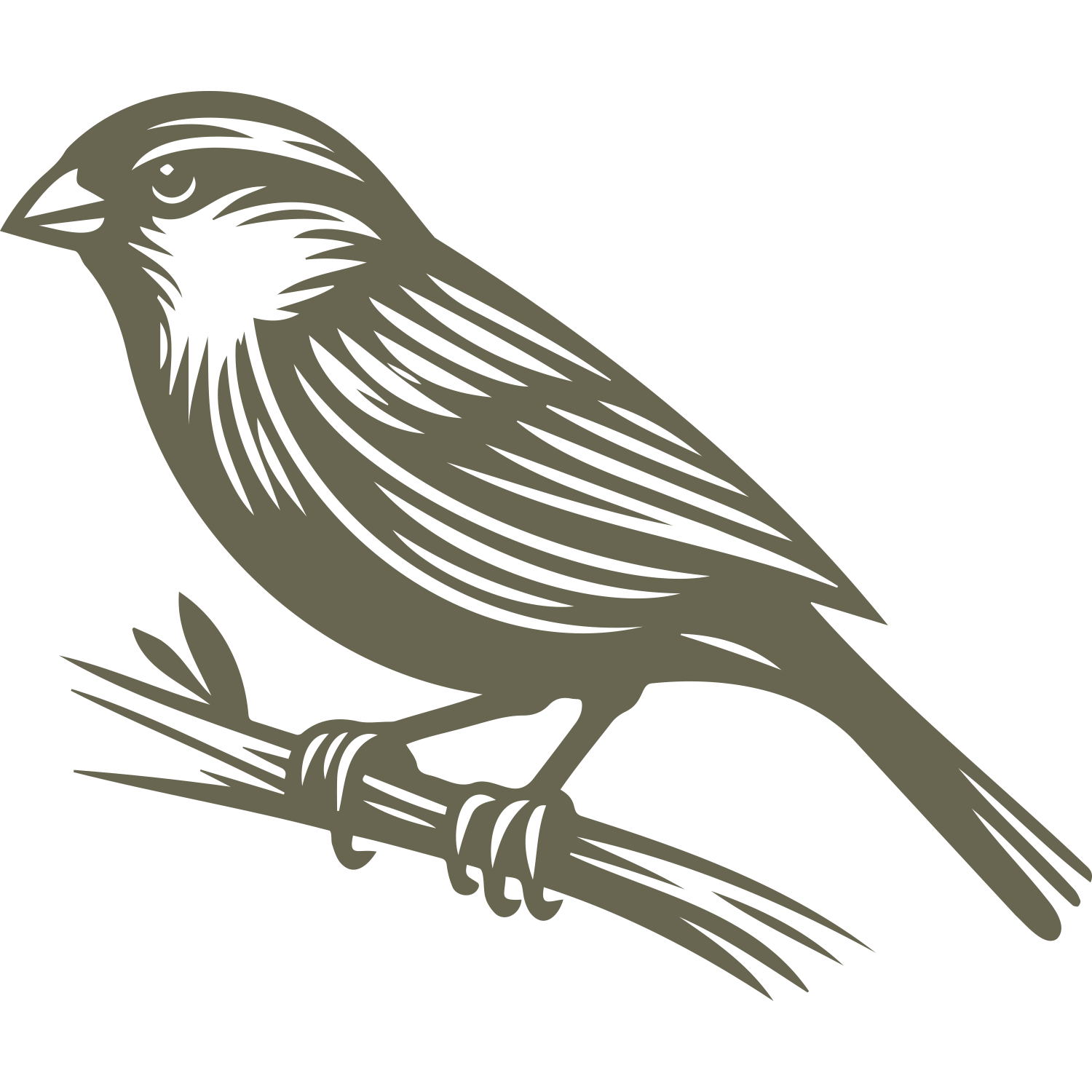 Sparrow on Branch Delrin Leather Stamp