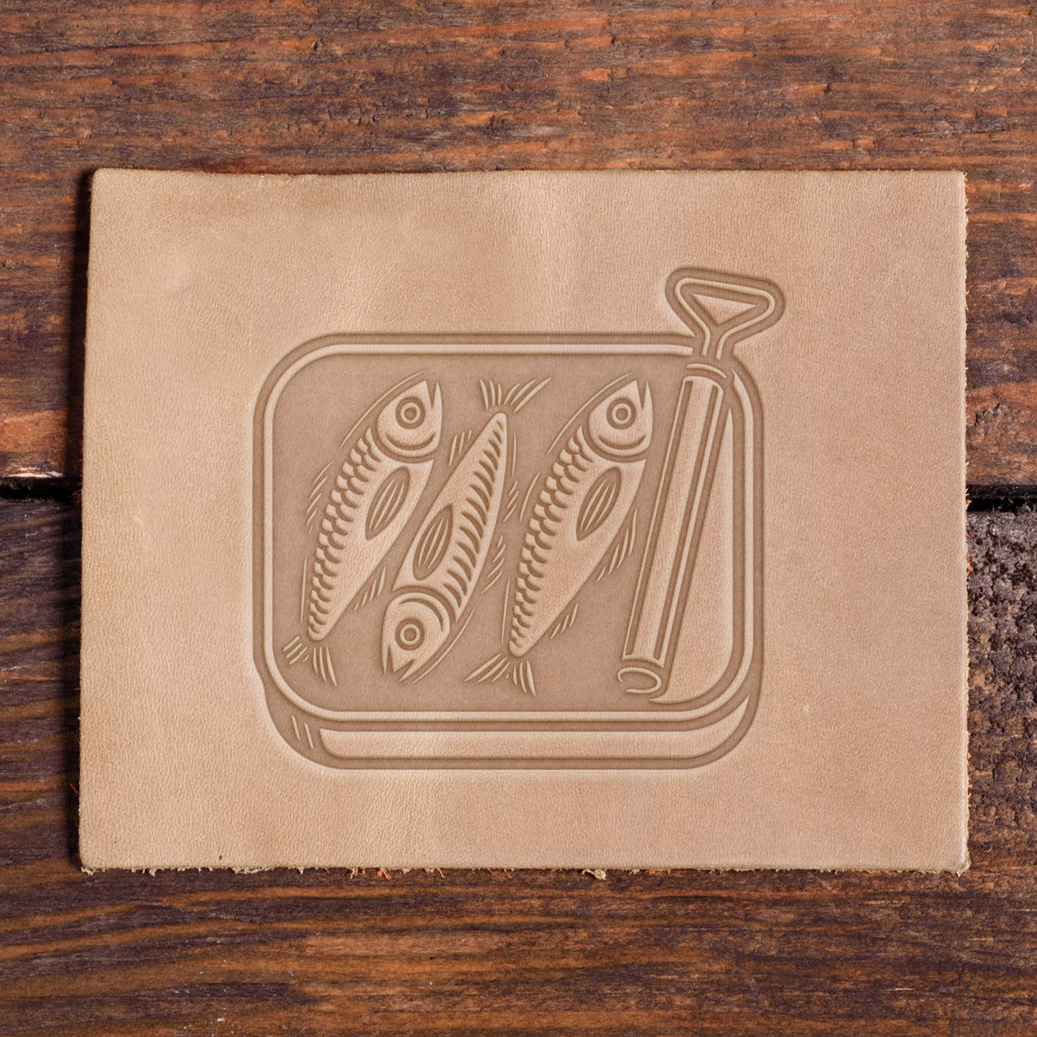 Can of Sardines Delrin Leather Stamp