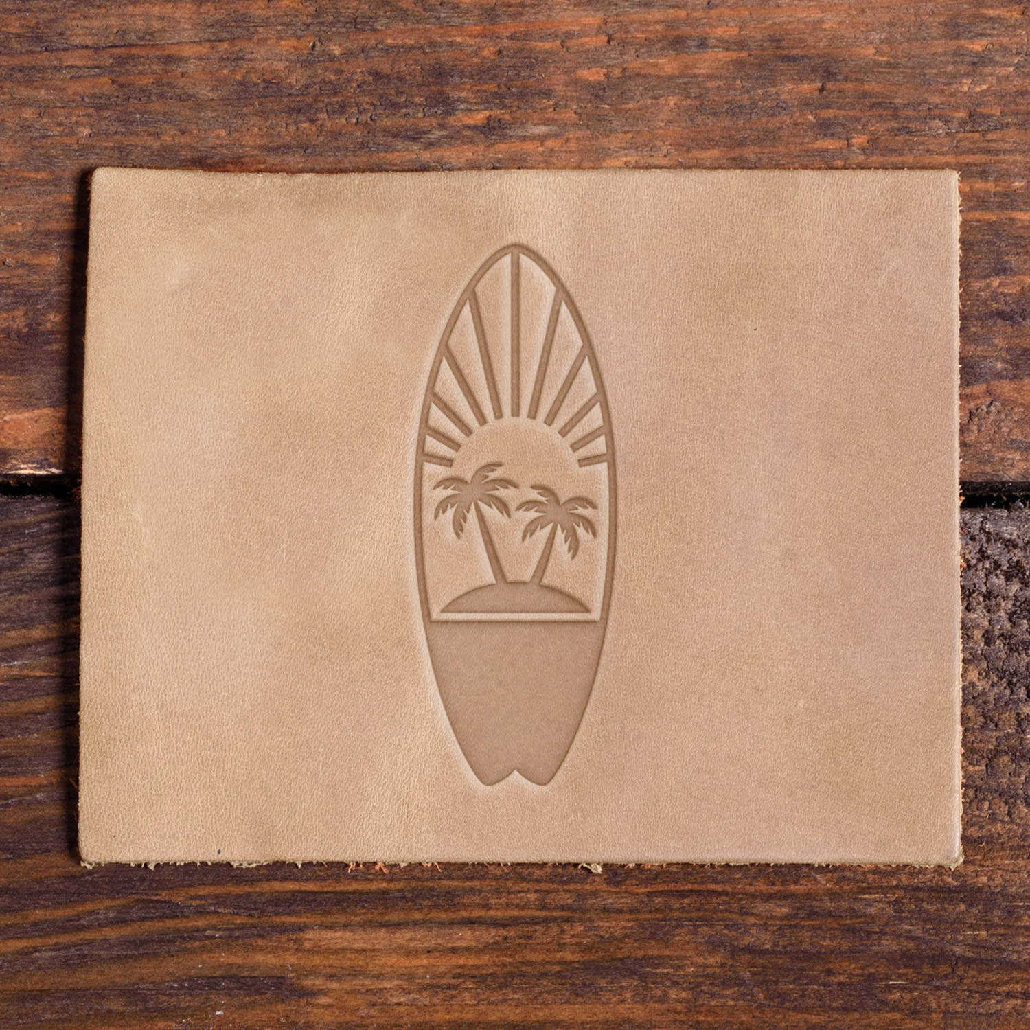 Tropical Surfboard Delrin Leather Stamp