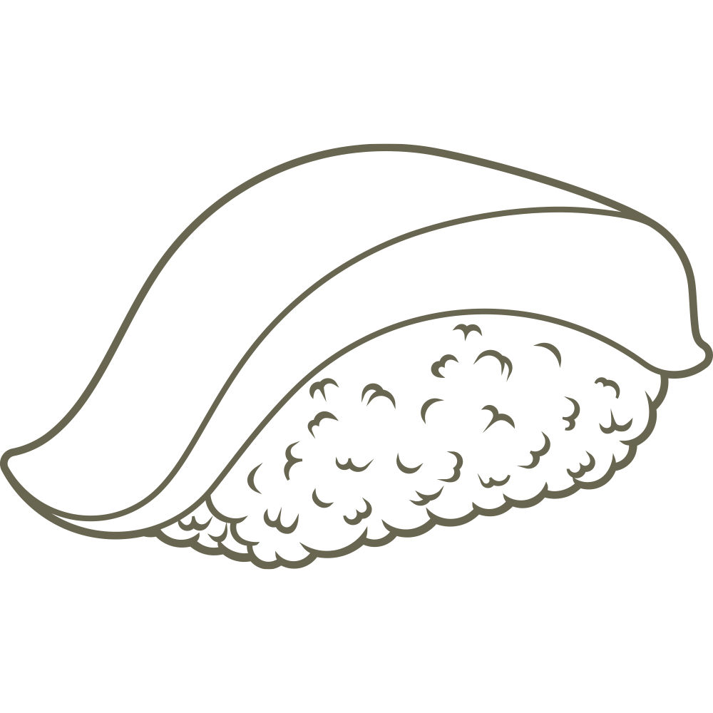 Simple sushi nigiri design featuring textured rice topped with a smooth slice of fish—perfect for Delrin leather stamping projects with a sushi or foodie theme.