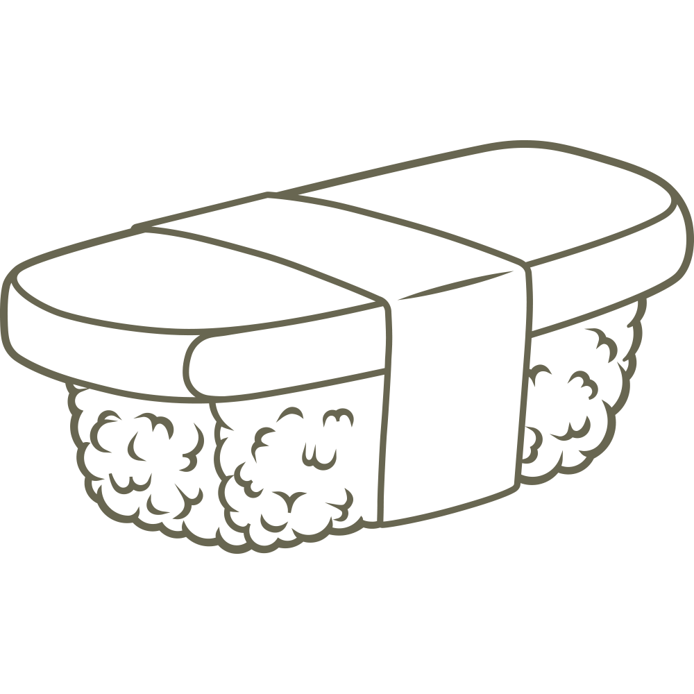 Delrin leather stamp design of tamago sushi nigiri, featuring a rectangular egg topping secured with a seaweed wrap—perfect for foodies and Japanese cuisine lovers.