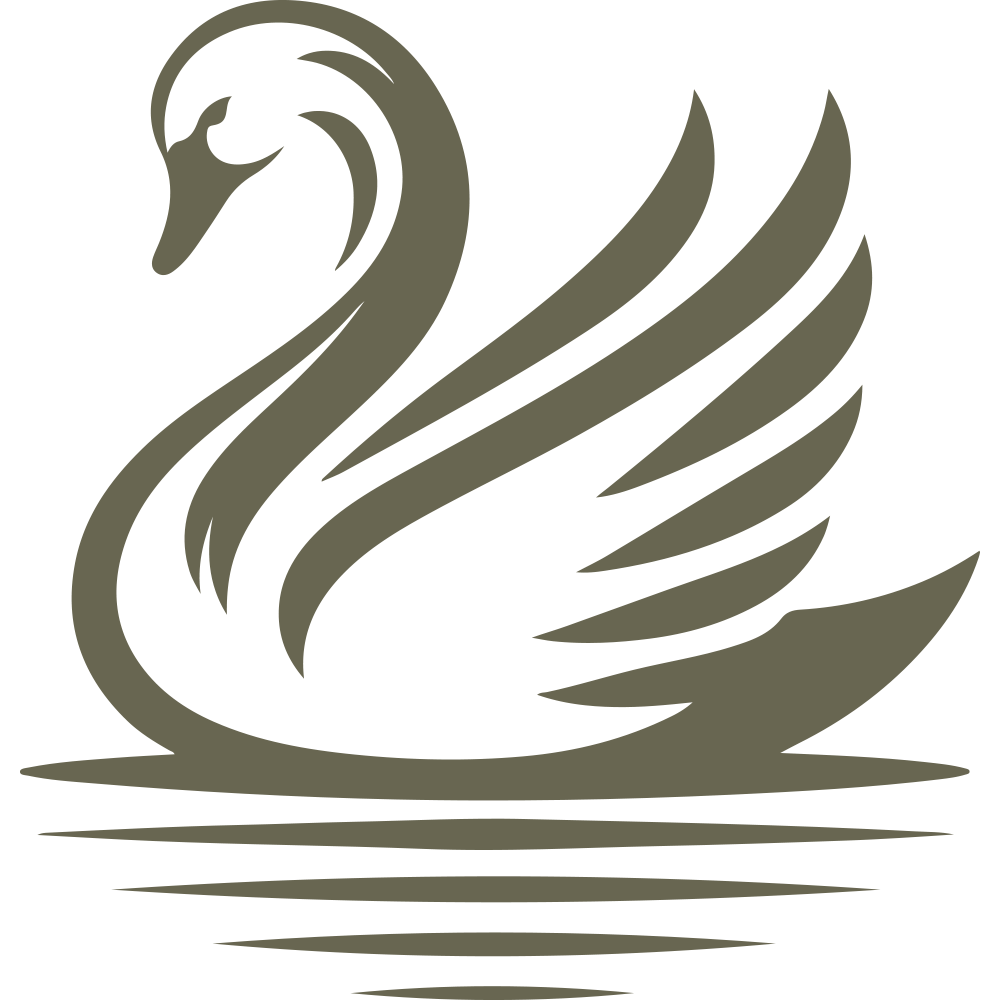 Elegant swan outline with stylized feathers and water ripples—ideal for Delrin leather stamps used in romantic, nature-inspired, or graceful leathercraft.