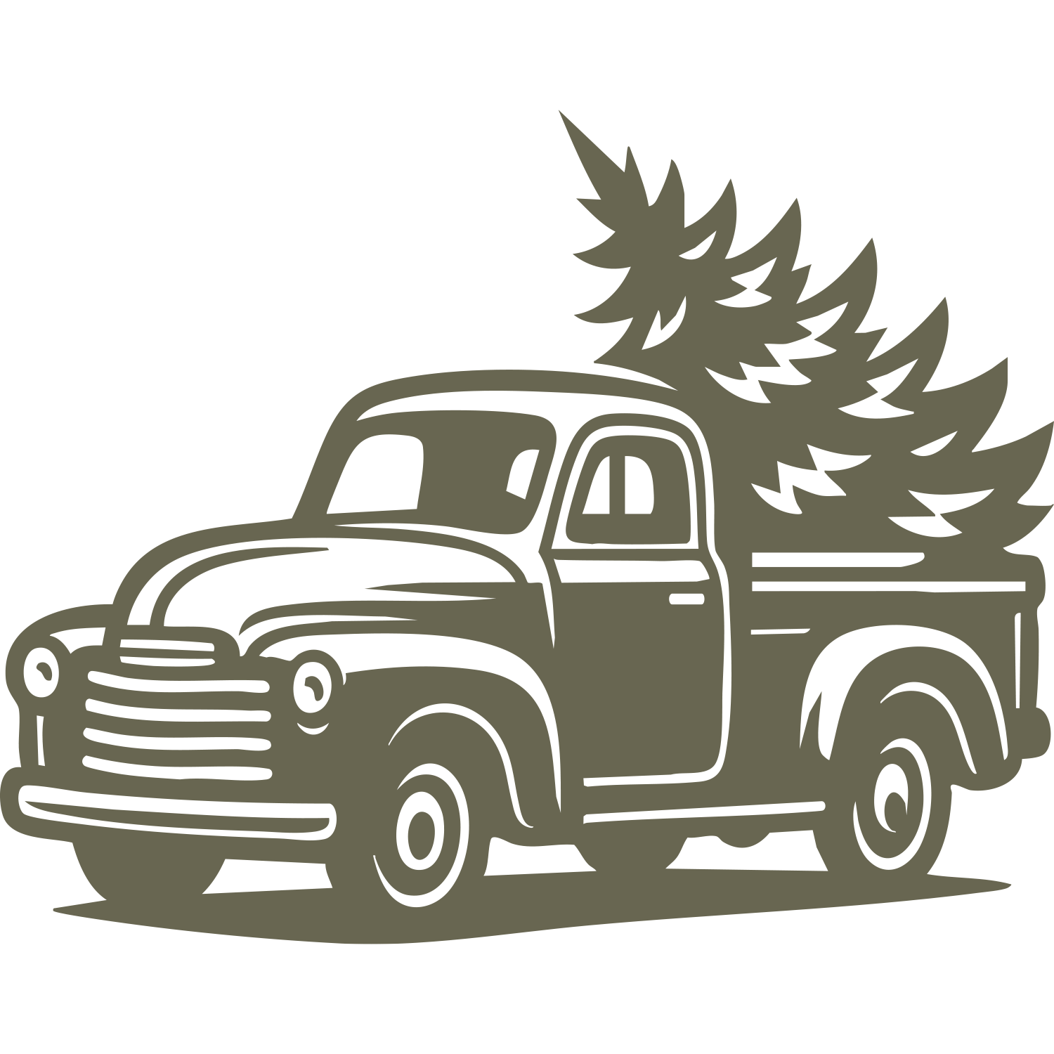 Vintage Truck with Tree Delrin Leather Stamp