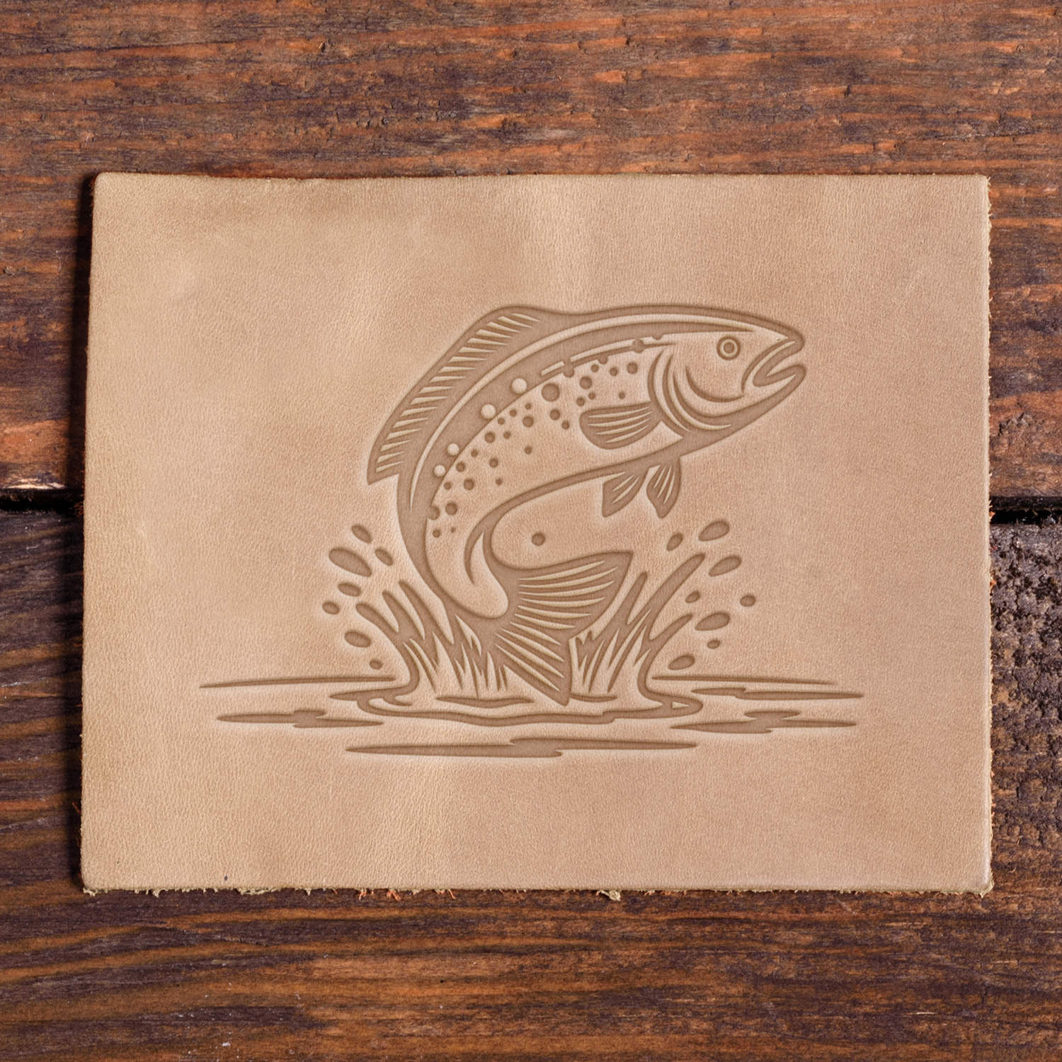 Trout Fish in Water Delrin Leather Stamp