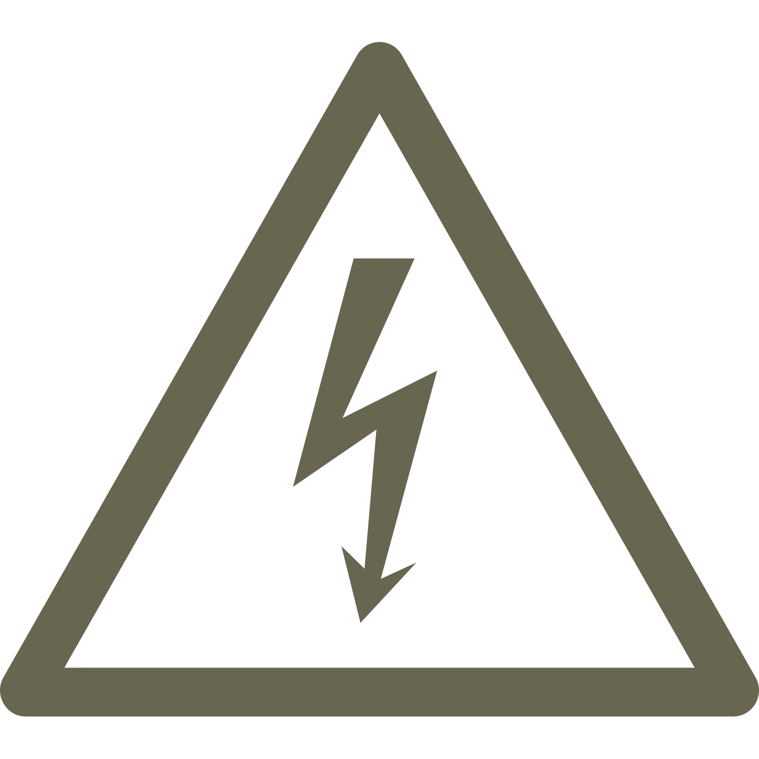 High voltage warning symbol crafted as a Delrin leather stamp—features a bold lightning bolt inside a triangle for striking, industrial-themed leatherwork.