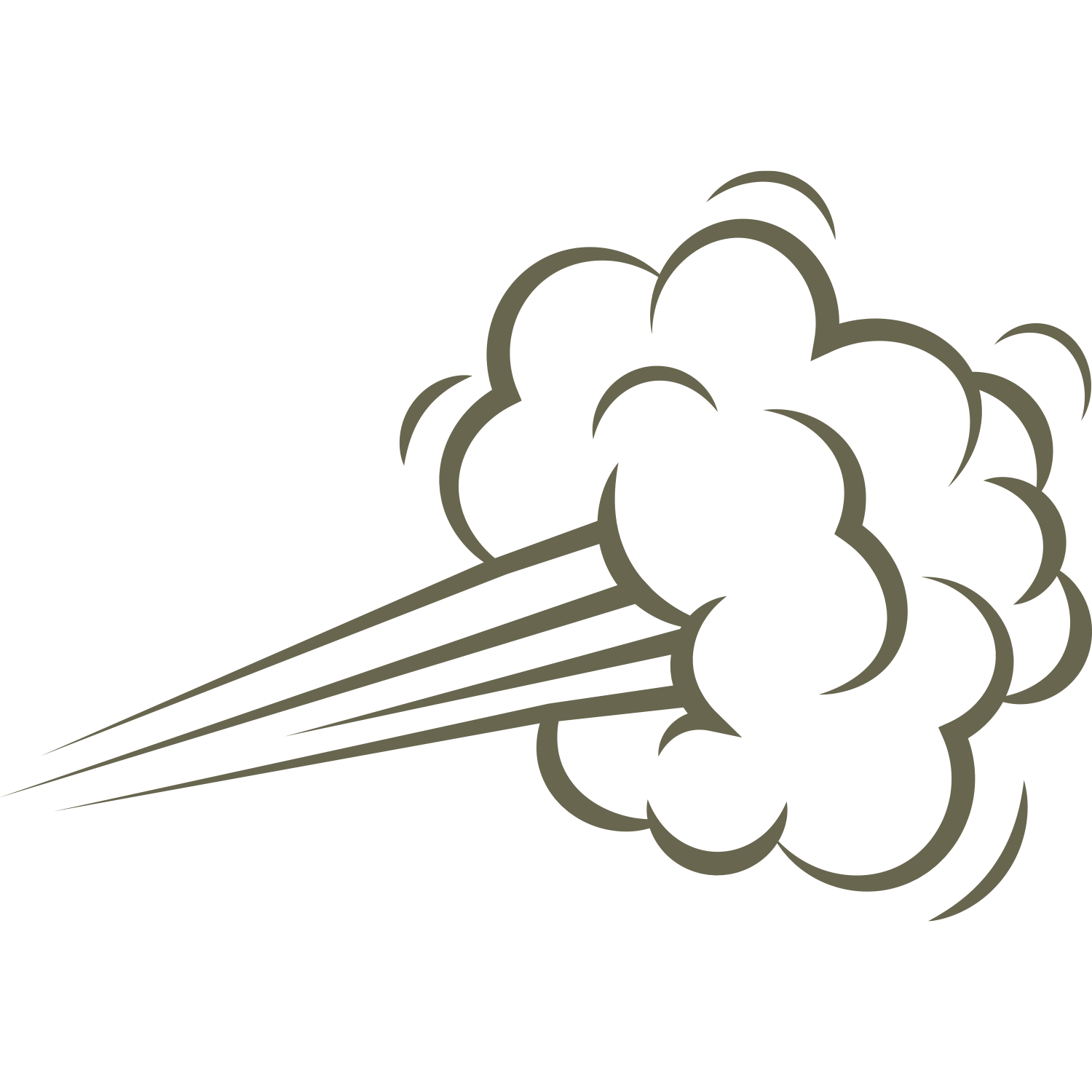 Cartoon-style wind burst with swirling cloud puffs and sharp motion lines—designed for Delrin leather stamping.