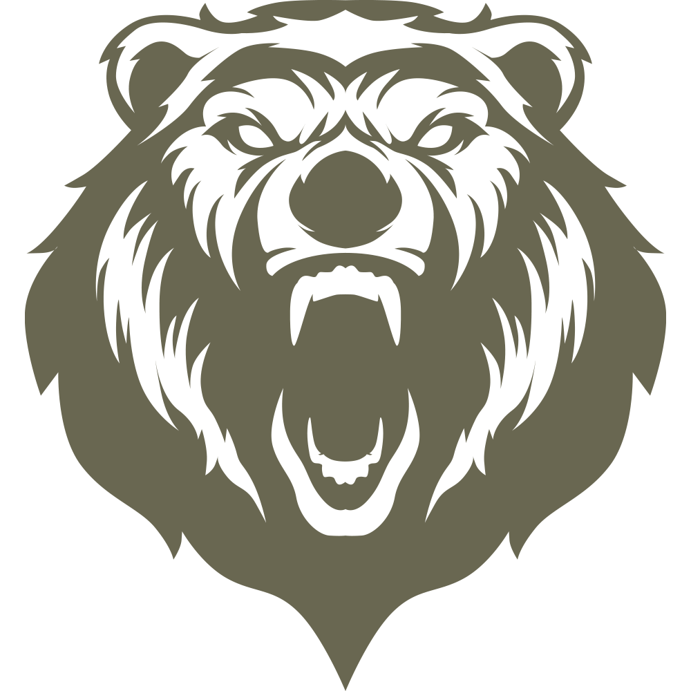 Delrin leather stamp design of a roaring bear head with bold, detailed fur shapes and expressive features.