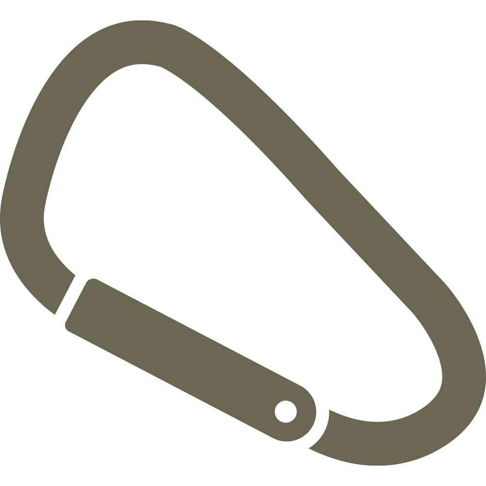 Minimalist carabiner design featuring a simple, open-gate clip shape, ideal for outdoor and climbing gear.