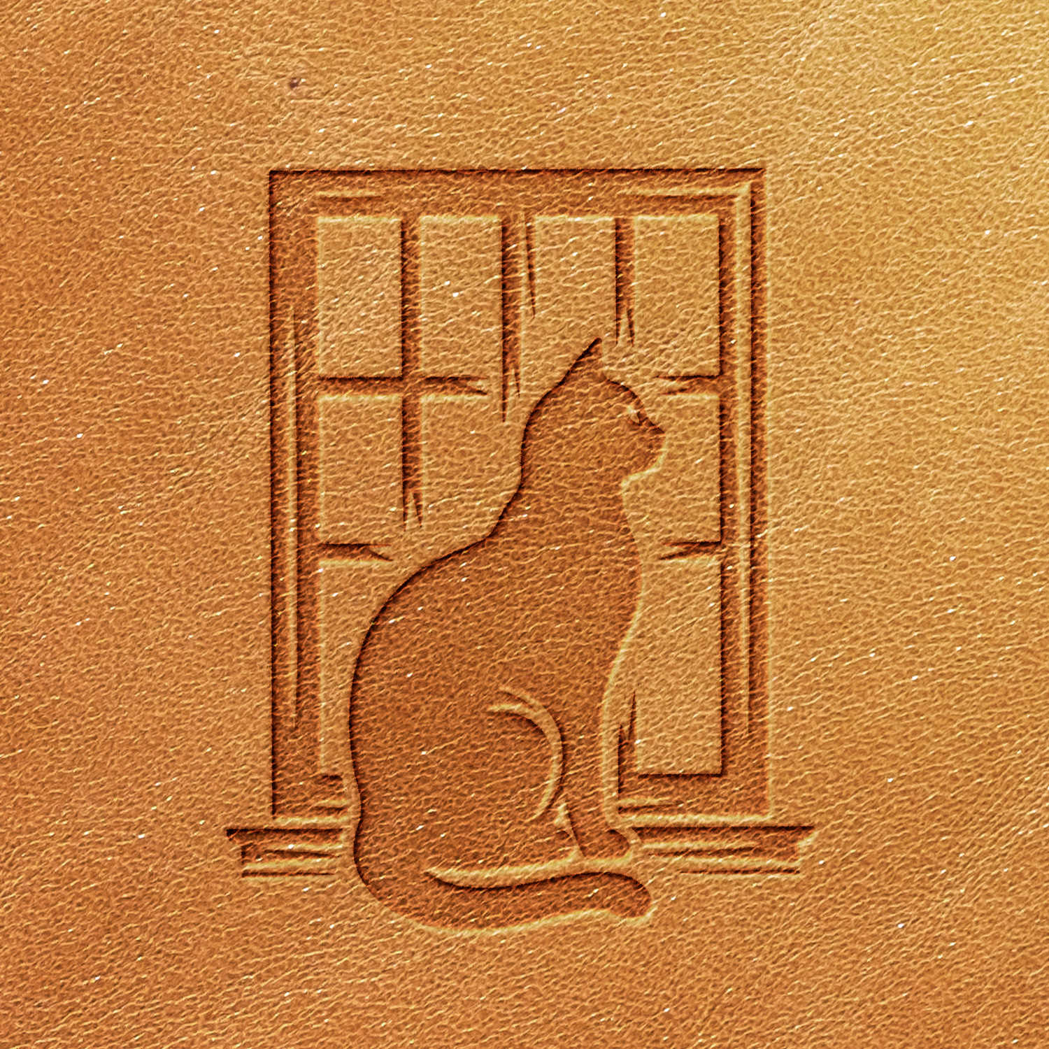 Cat in Window Delrin Leather Stamp - All Good Leather Co.
