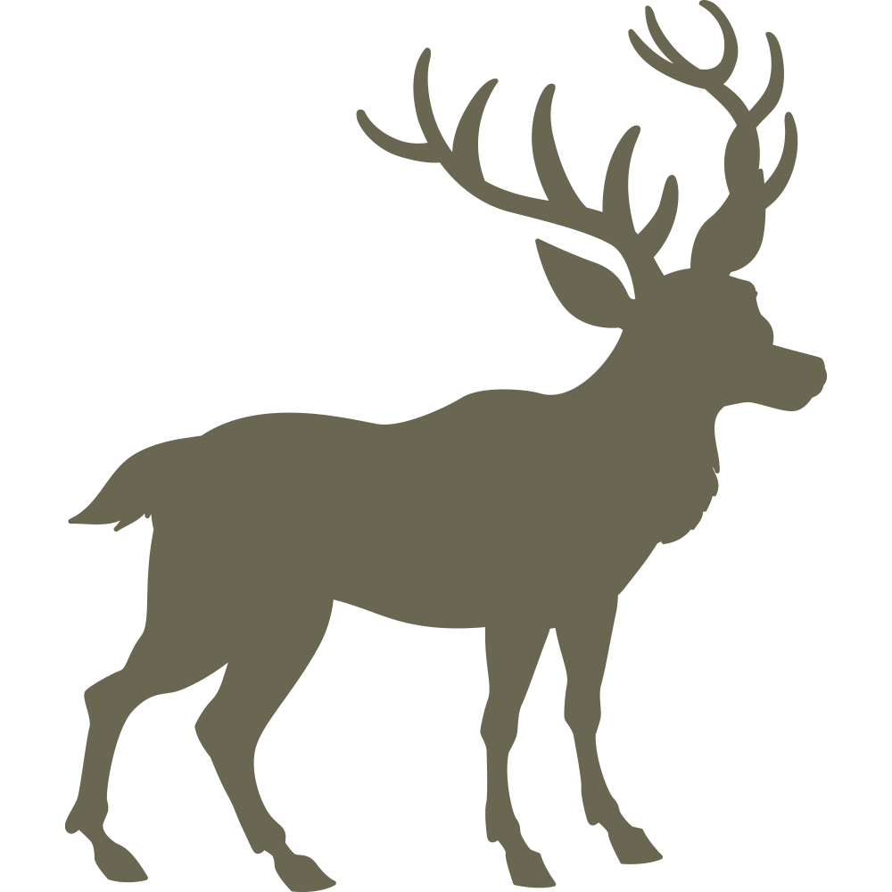 Silhouette illustration of a stag with large branching antlers, designed for use as a Delrin leather stamp.