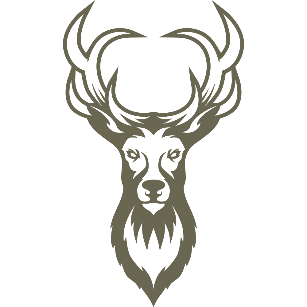 Delrin leather stamp design of a detailed stag head with large antlers and strong symmetrical features.
