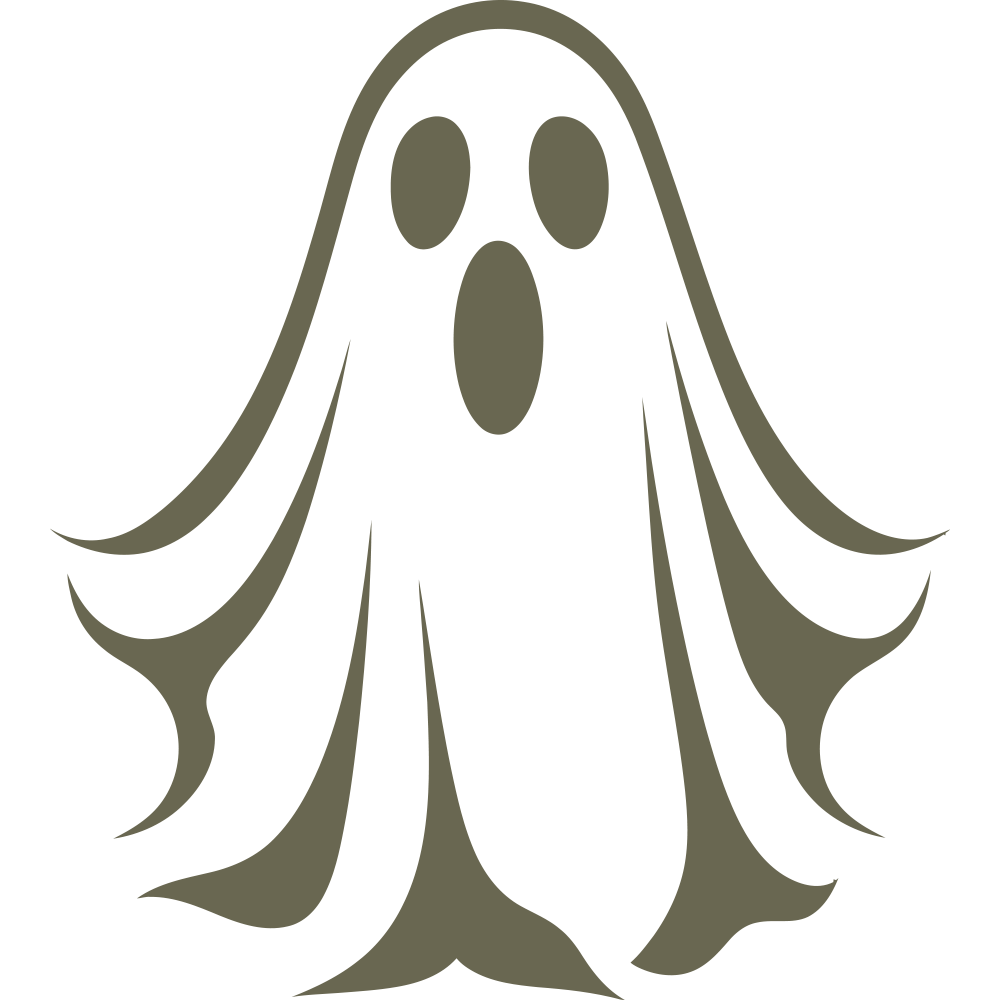 Simple ghost design with flowing draped fabric and an expressive open-mouthed face—perfect for Halloween, spooky decorations, and eerie-themed projects.