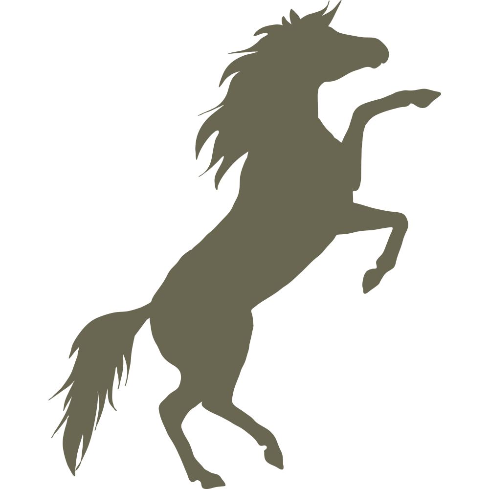 Delrin leather stamp design of a rearing horse in a bold silhouette style.