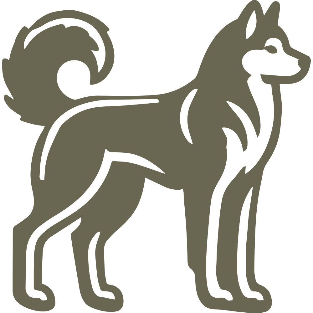 Bold Siberian Husky design showcasing the breed's strong build, curled tail, and alert expression—ideal for dog lovers and leathercraft projects.