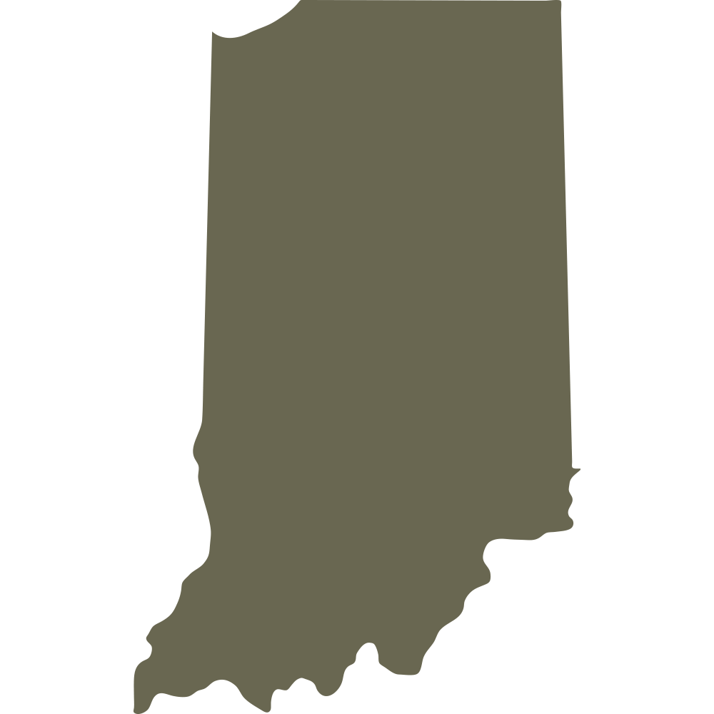 Simple and accurate outline of the state of Indiana, ideal for state pride projects, travel-themed designs, and personalized leatherwork.