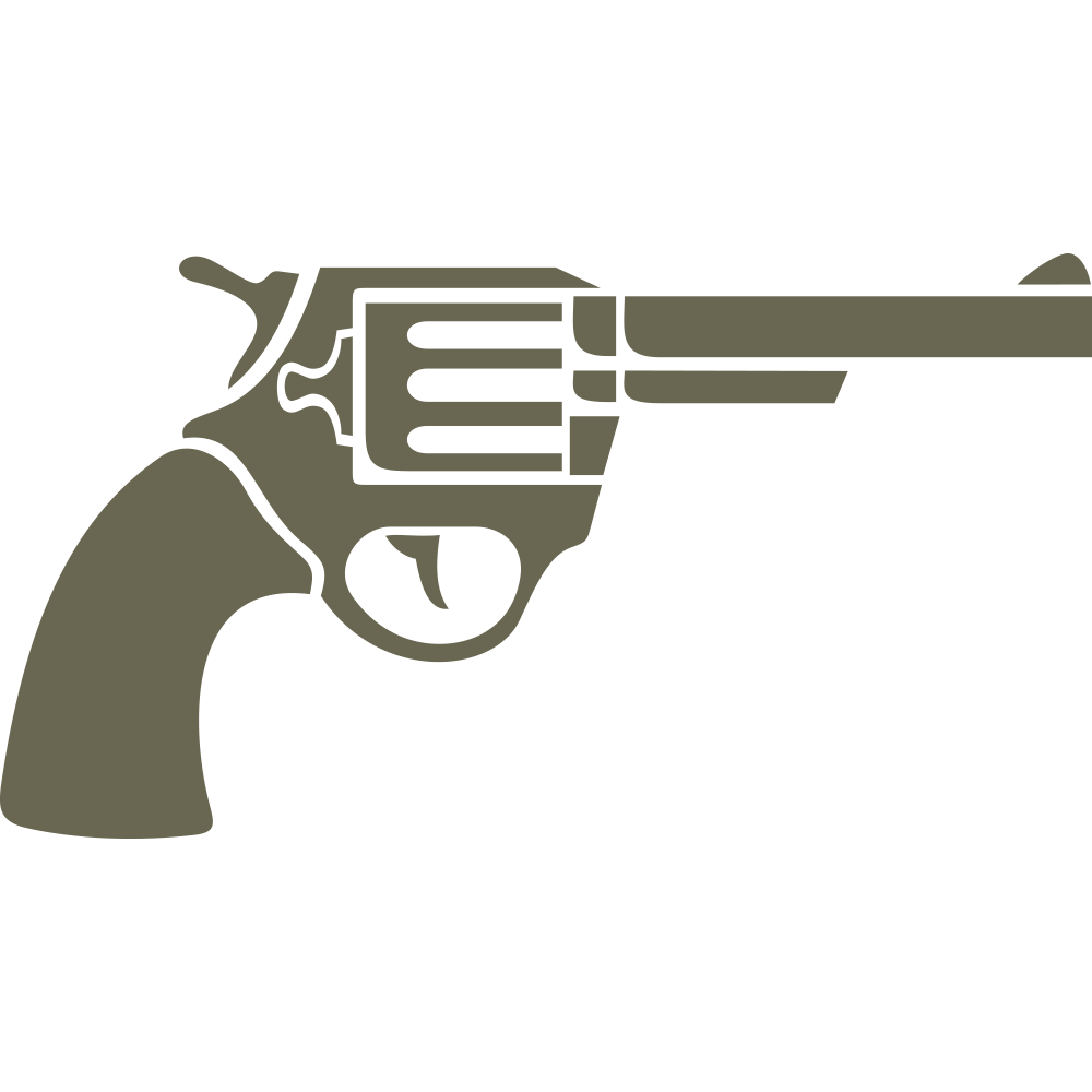 Delrin leather stamp design of a classic revolver handgun shown in a bold silhouette style.