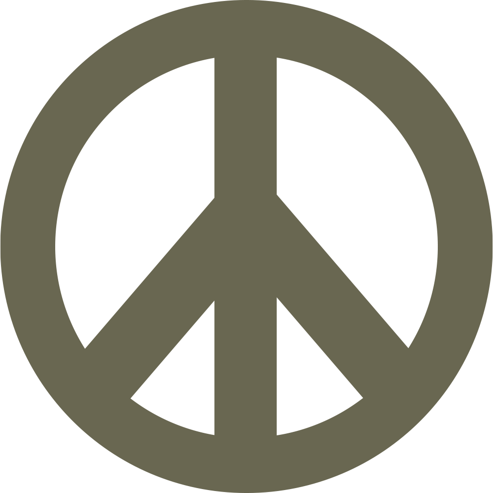 Delrin leather stamp design of a classic peace symbol in a bold circular style.
