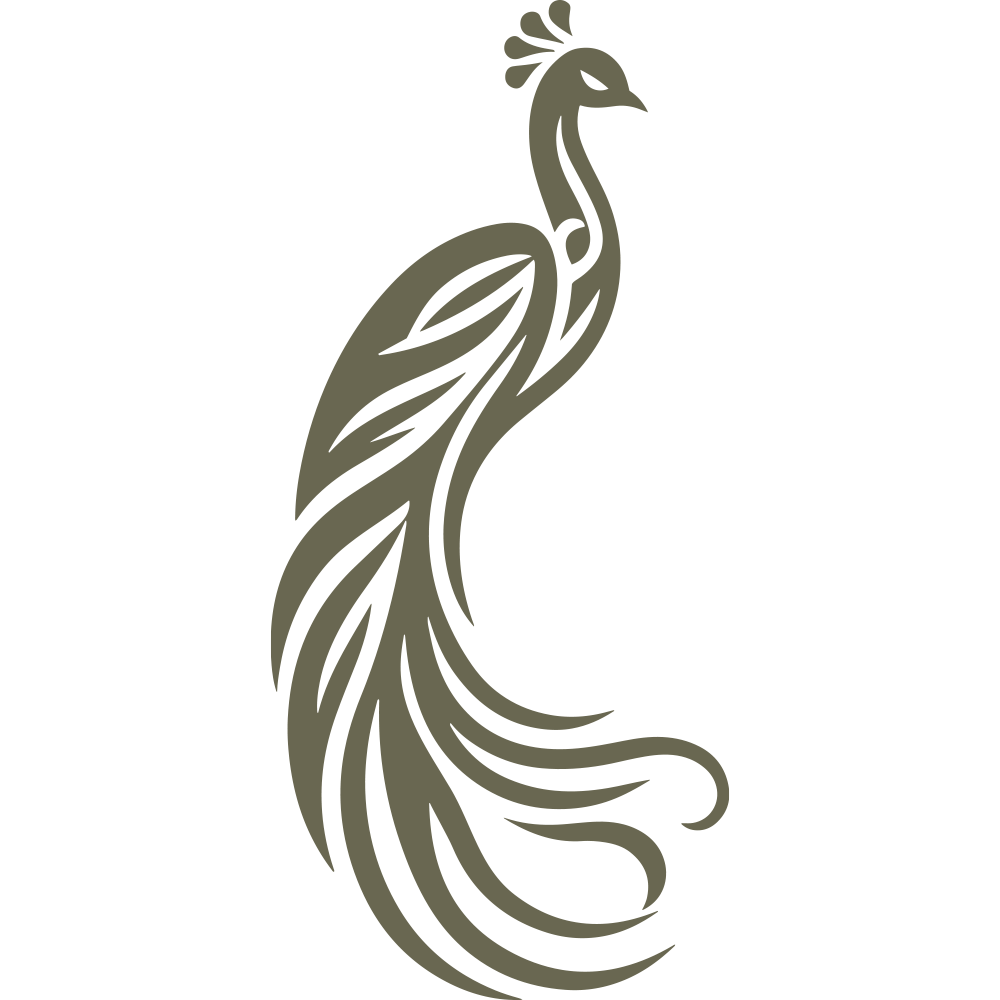 Elegant peacock design with flowing feathers and a regal posture, ideal for leathercraft, custom engraving, and decorative art projects.