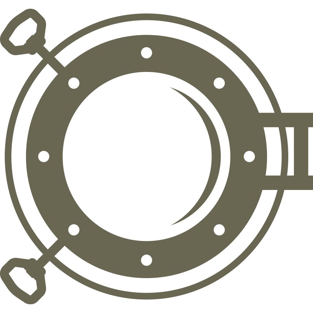 Nautical porthole design with a circular frame, rivets, and handle details, evoking the classic look of ship windows.