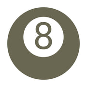 Eight ball billiards icon with bold circular outline, designed for a Delrin leather stamp.