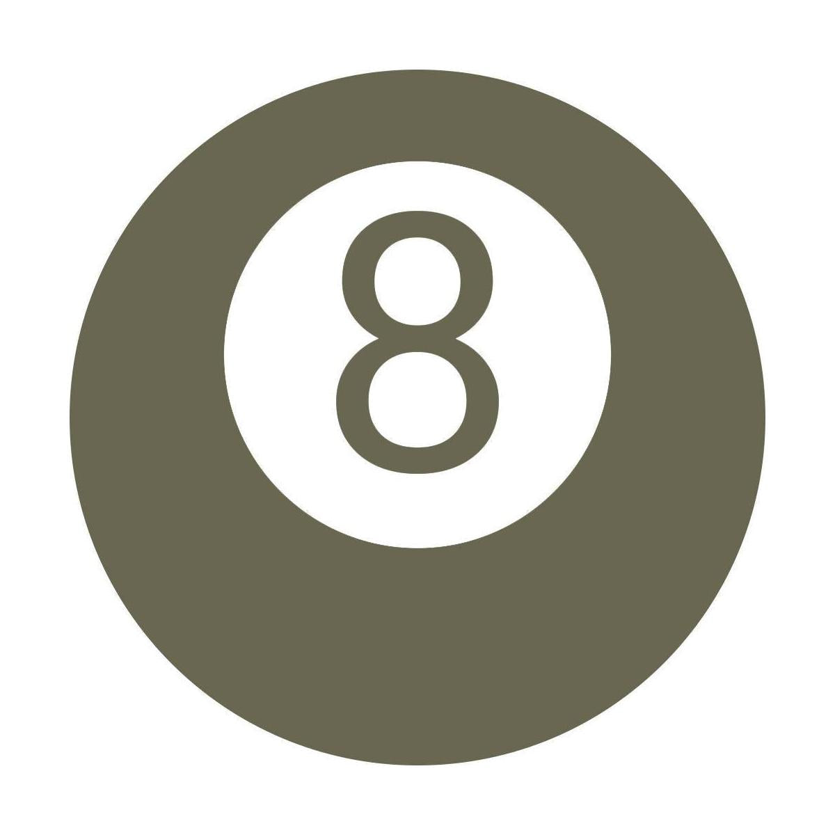 Eight ball billiards icon with bold circular outline, designed for a Delrin leather stamp.