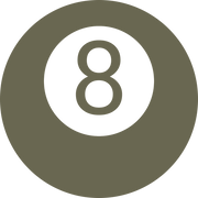 Eight ball billiards icon with bold circular outline, designed for a Delrin leather stamp.