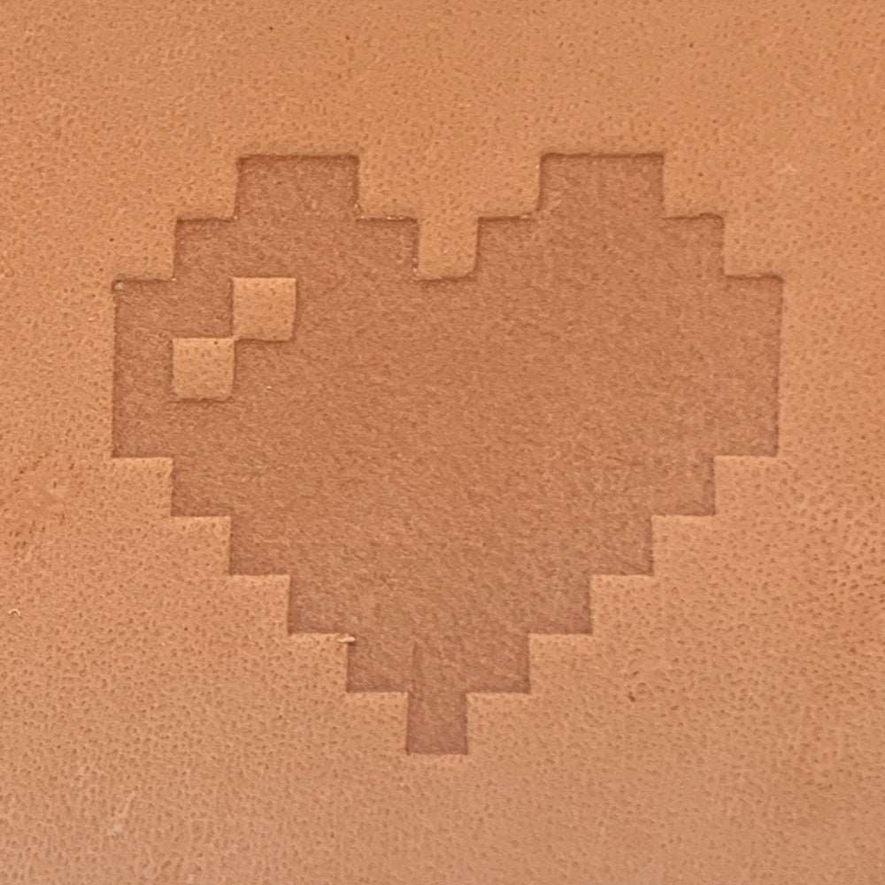 8 Bit Heart Delrin Leather Stamp