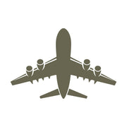 Silhouette of a commercial jet viewed from above, featuring four engines and detailed wing shapes—great for travel-themed leather items or aviation gifts.