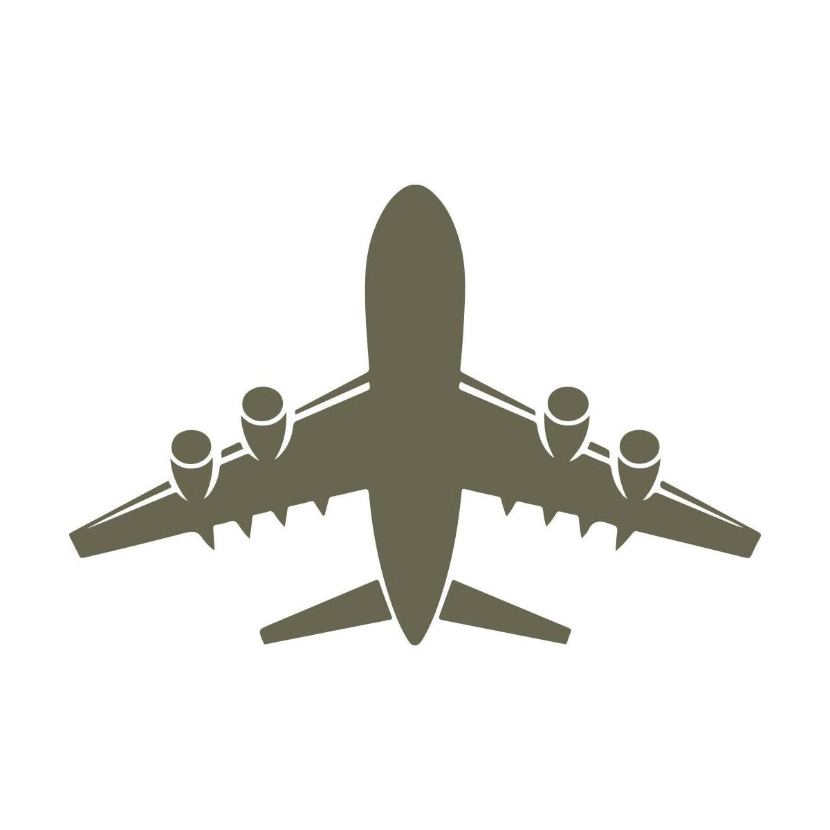 Silhouette of a commercial jet viewed from above, featuring four engines and detailed wing shapes—great for travel-themed leather items or aviation gifts.