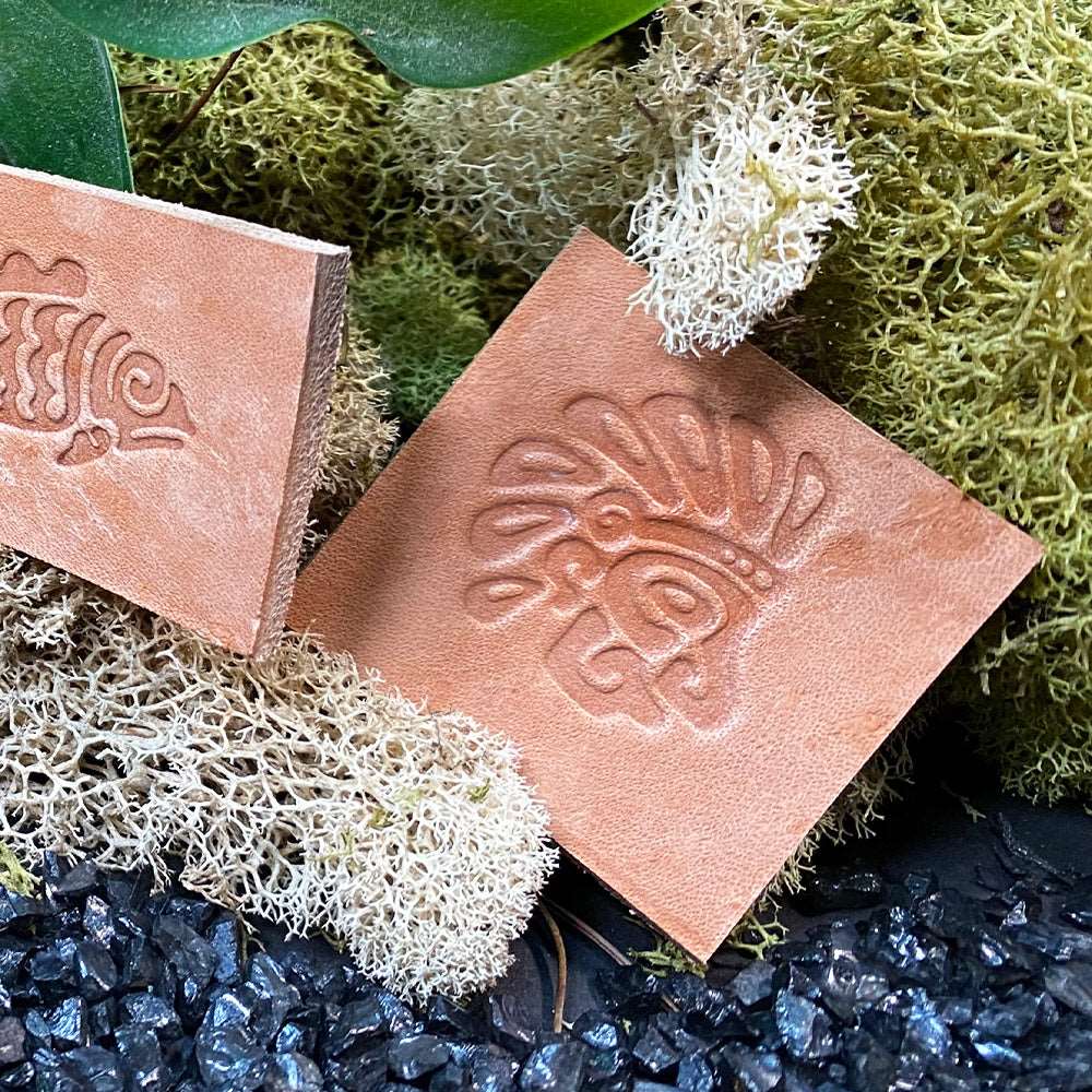 Aztec Face Delrin Leather Stamp