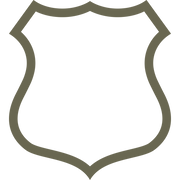 Classic police shield outline with a bold, curved frame, commonly used for law enforcement badges, emblems, and insignias.