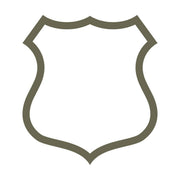 Classic police shield outline with a bold, curved frame, commonly used for law enforcement badges, emblems, and insignias.