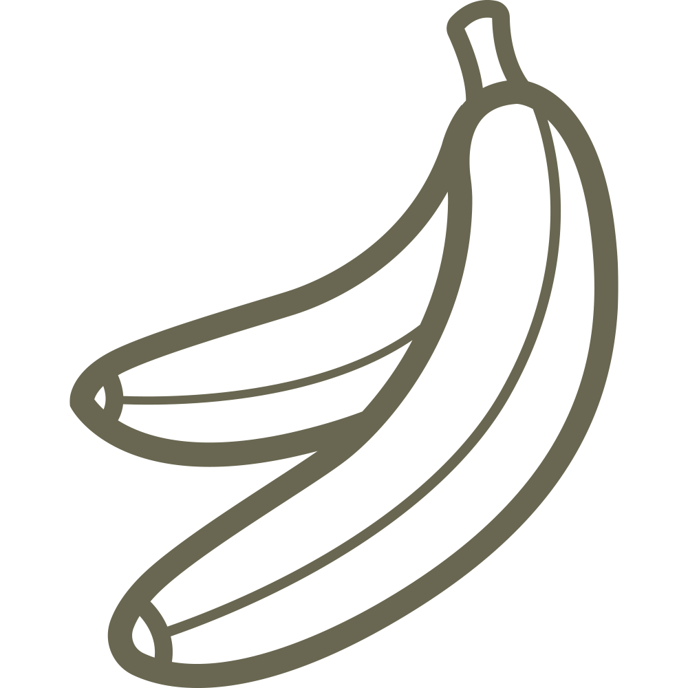 Illustration of a peeled banana with clean, consistent outlines, designed for use as a Delrin leather stamp.