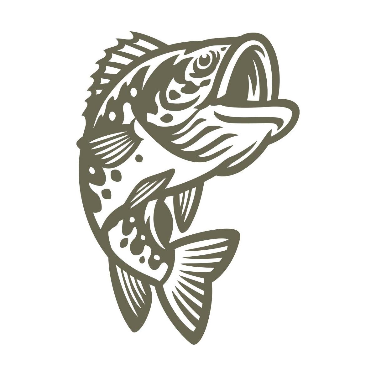 Delrin leather stamp with a jumping bass design, perfect for fishing-themed leatherworking projects.