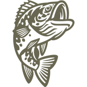 Delrin leather stamp with a jumping bass design, perfect for fishing-themed leatherworking projects.