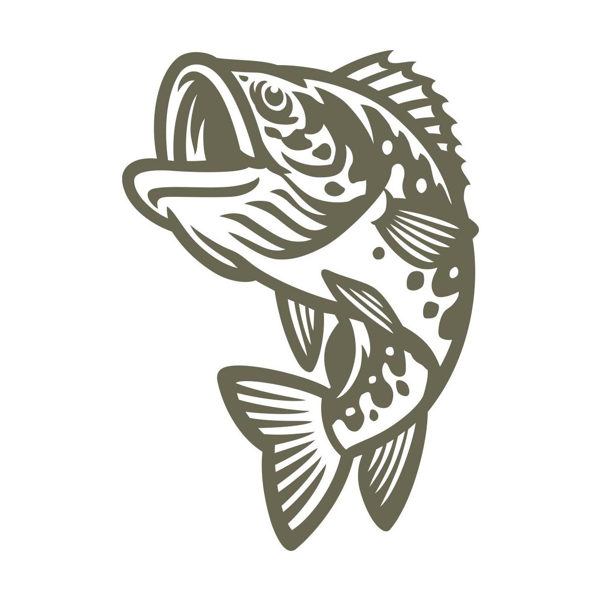 Delrin leather stamp with a jumping bass design, perfect for fishing-themed leatherworking projects.