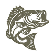 Detailed bass fish design featuring an open mouth, bold fins, and dynamic body contours.