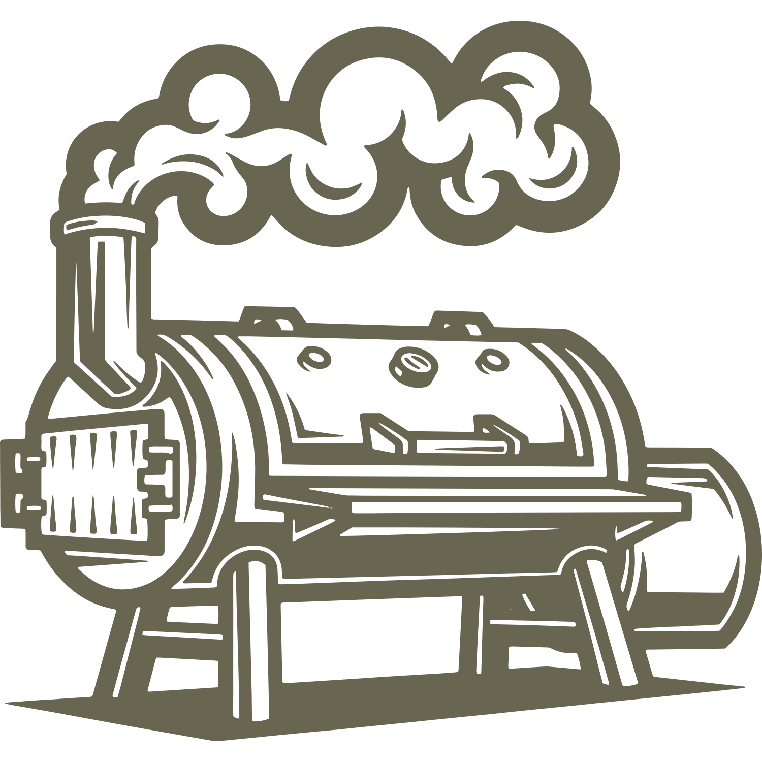 Delrin leather stamp design of a smoking BBQ smoker with bold details—perfect for grilling, barbecue, or outdoor cooking-themed leather projects.