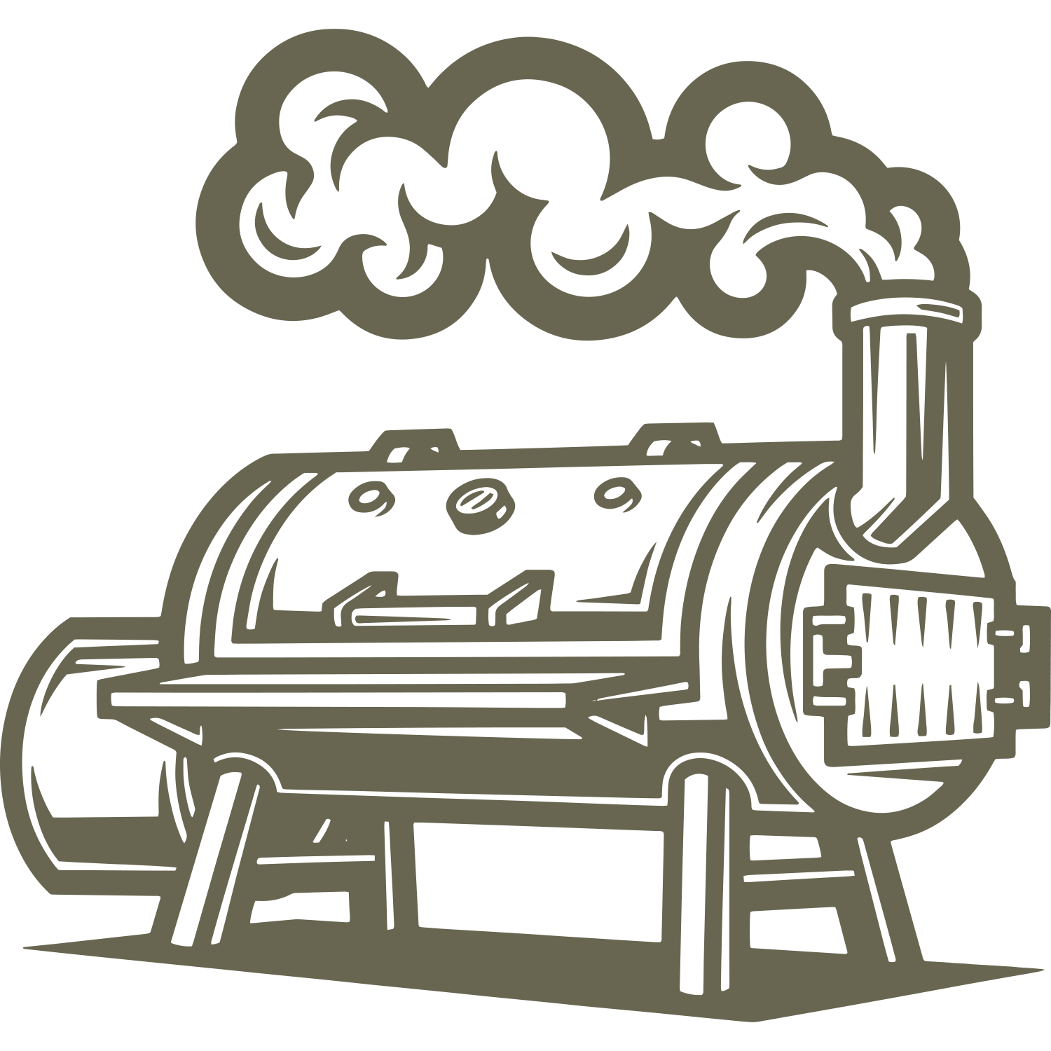 Delrin leather stamp design of a smoking BBQ smoker with bold details—perfect for grilling, barbecue, or outdoor cooking-themed leather projects.