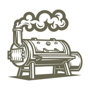 Delrin leather stamp design of a smoking BBQ smoker with bold details—perfect for grilling, barbecue, or outdoor cooking-themed leather projects.