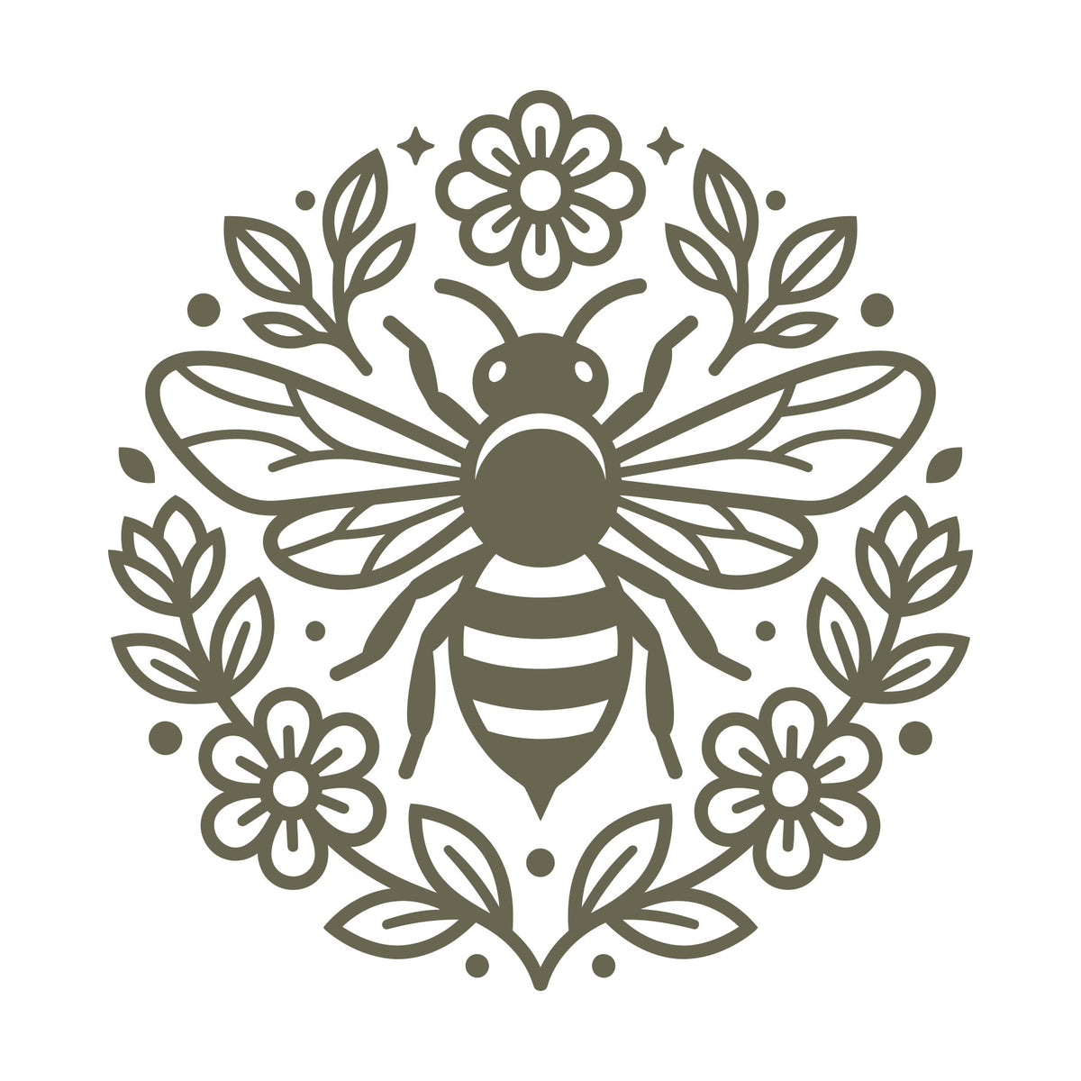 Honey Bee with Flowers Delrin Leather Stamp