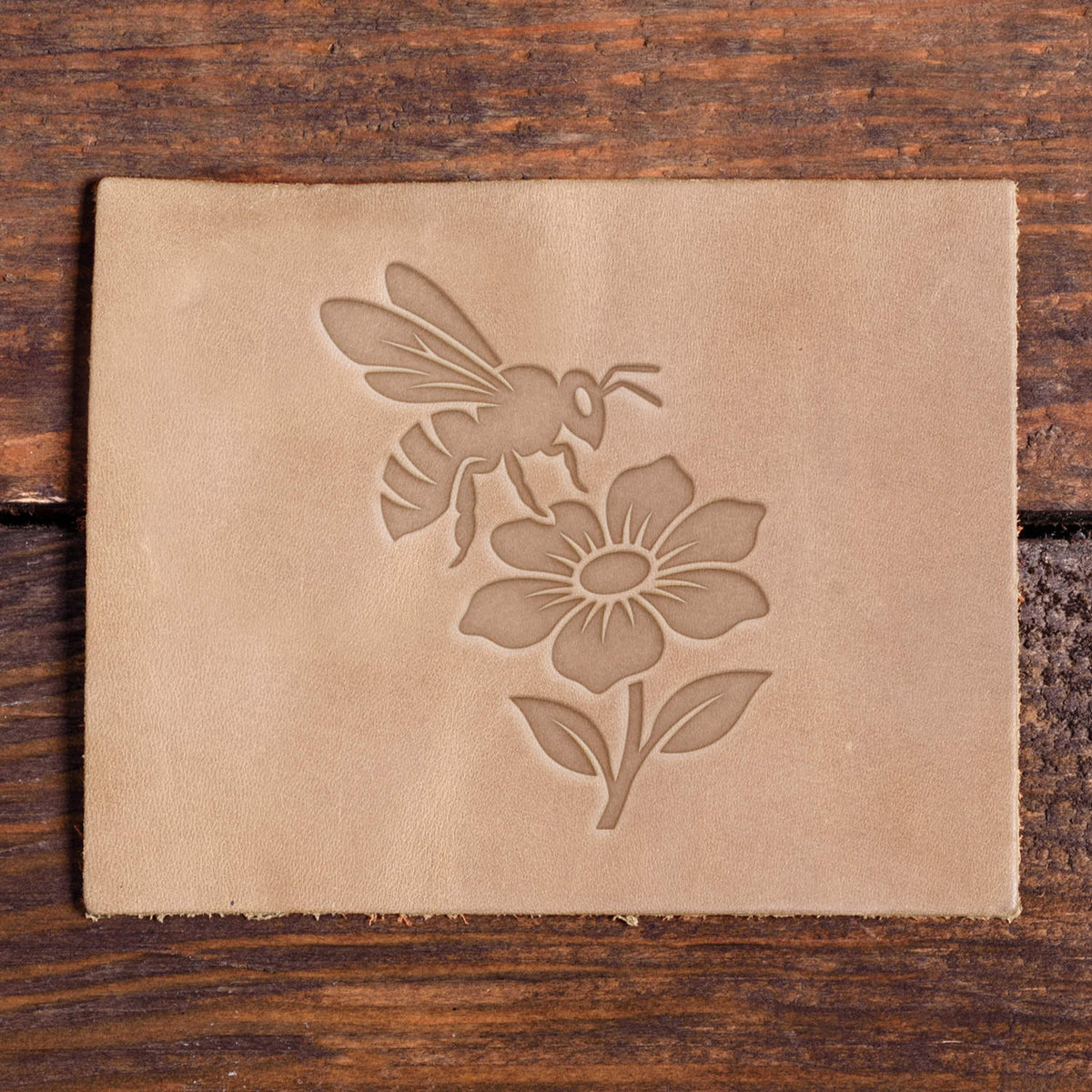 Honey Bee with Flower Delrin Leather Stamp
