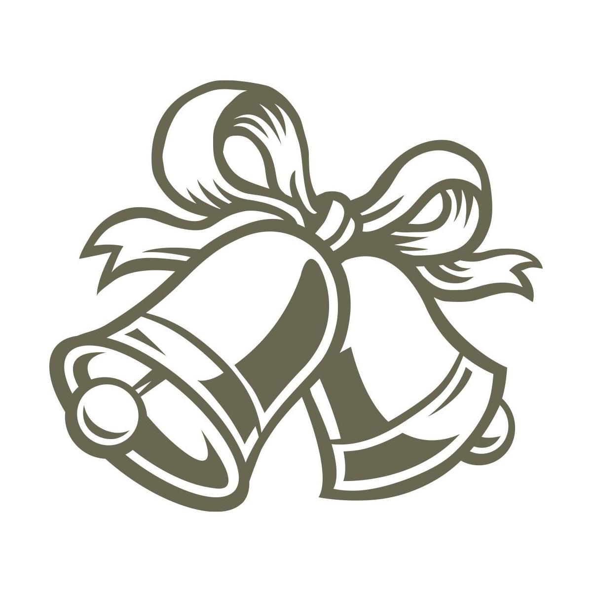 Elegant holiday bells design featuring two ringing bells tied together with a decorative ribbon bow.